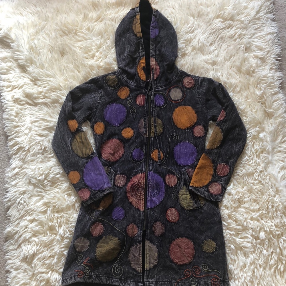 Long boho zip up hoodie